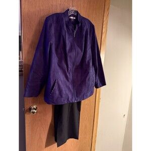 TanJay womens 22W purple zip Suede blazer  2 pockets - With Black Dress Pants